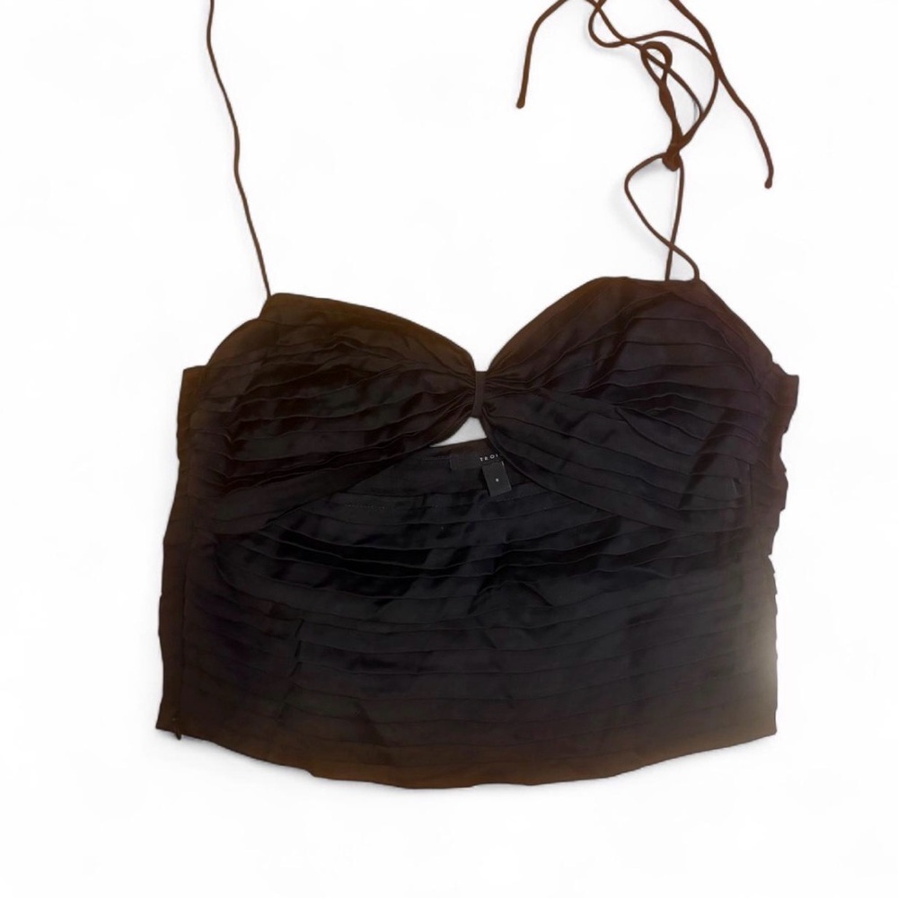 TROIS Black Bandeau Crop Top with Thin Straps